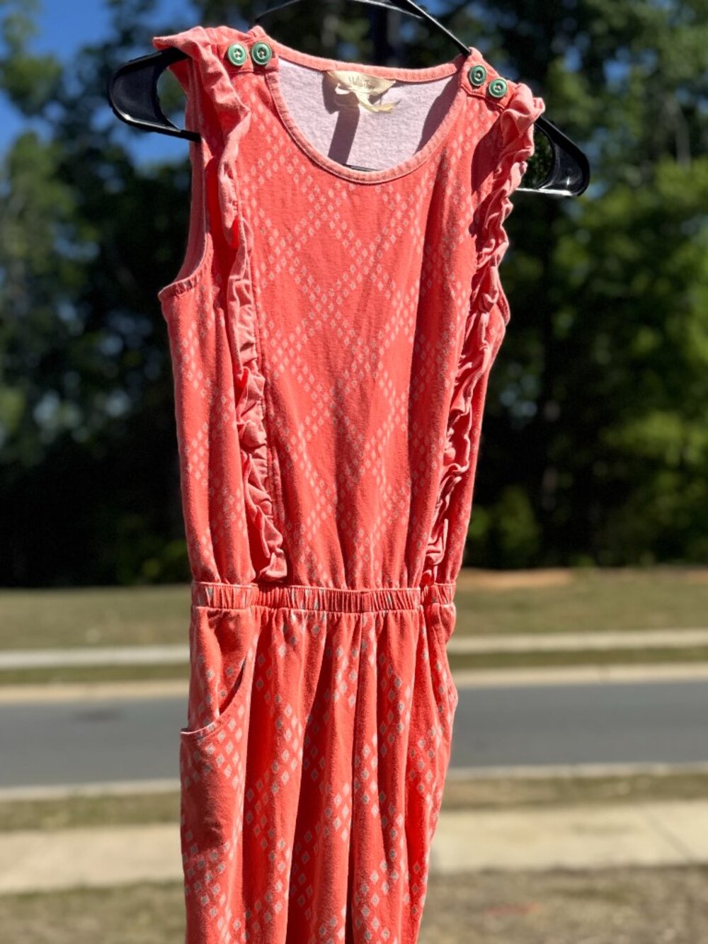 Matilda Jane Girls Romper Size 14 Coral Ruffle Boho Sleeveless